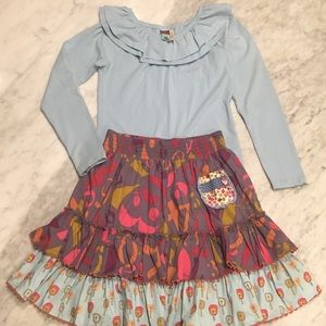 Blue Matilda Jane Ruffle Neck Top